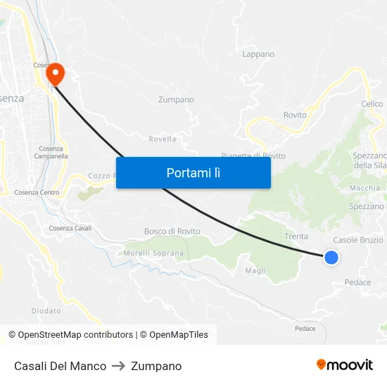 Casali Del Manco to Zumpano map