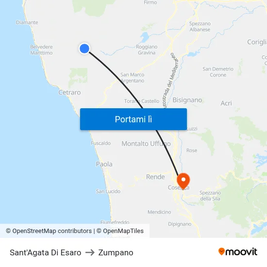 Sant'Agata Di Esaro to Zumpano map