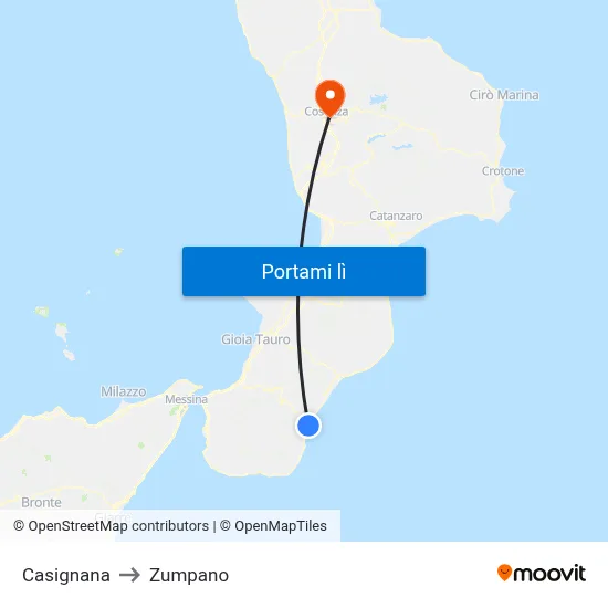 Casignana to Zumpano map