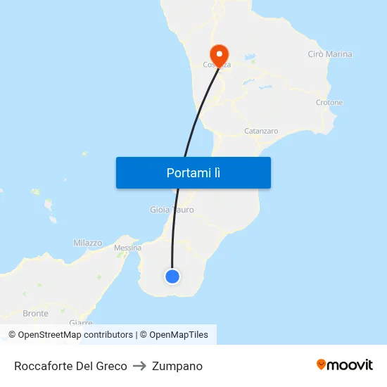 Roccaforte Del Greco to Zumpano map
