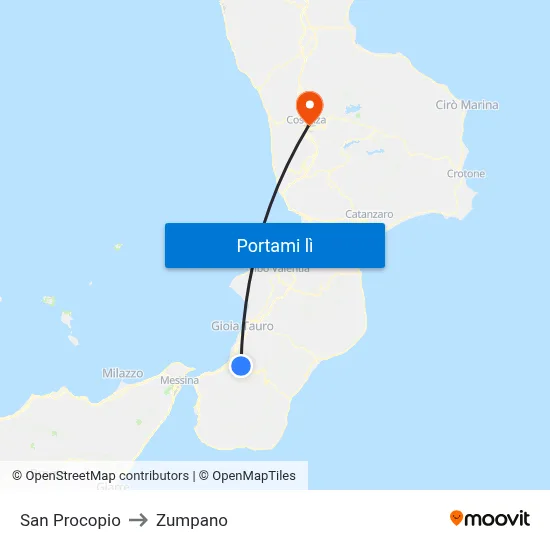 San Procopio to Zumpano map
