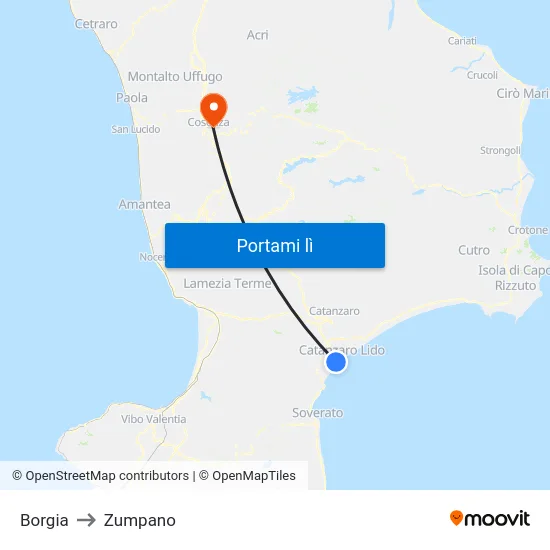 Borgia to Zumpano map