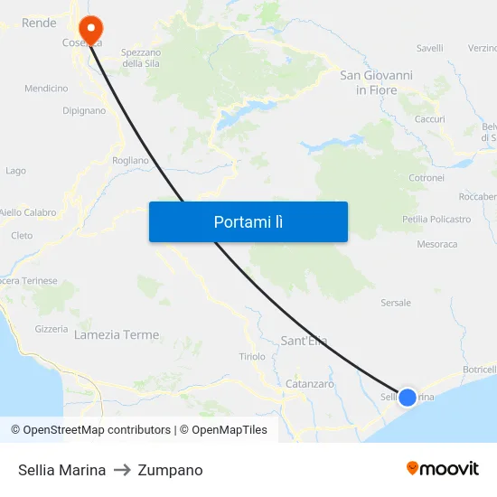 Sellia Marina to Zumpano map