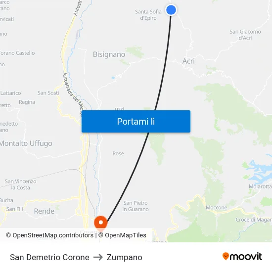 San Demetrio Corone to Zumpano map