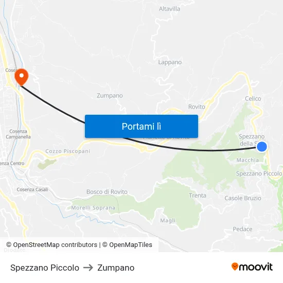 Spezzano Piccolo to Zumpano map
