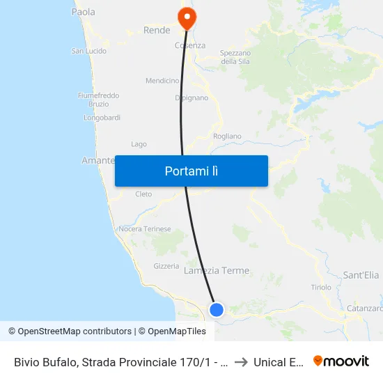 Bivio Bufalo, Strada Provinciale 170/1 - Lamezia Terme to Unical Ex-Cud map