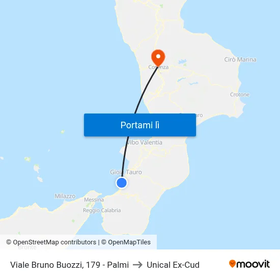 Viale Bruno Buozzi, 179 - Palmi to Unical Ex-Cud map