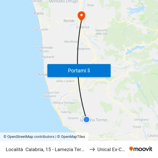 Località  Calabria, 15 - Lamezia Terme to Unical Ex-Cud map