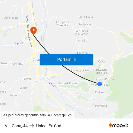 Via Cona, 44 to Unical Ex-Cud map