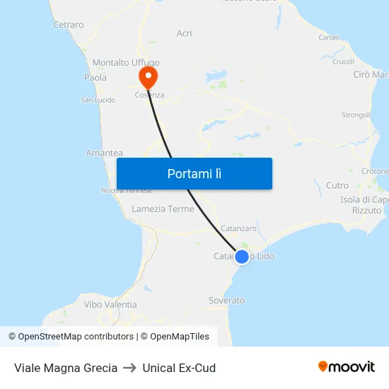 Viale Magna Grecia to Unical Ex-Cud map