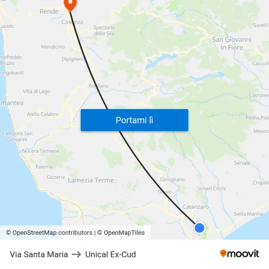 Via Santa Maria to Unical Ex-Cud map