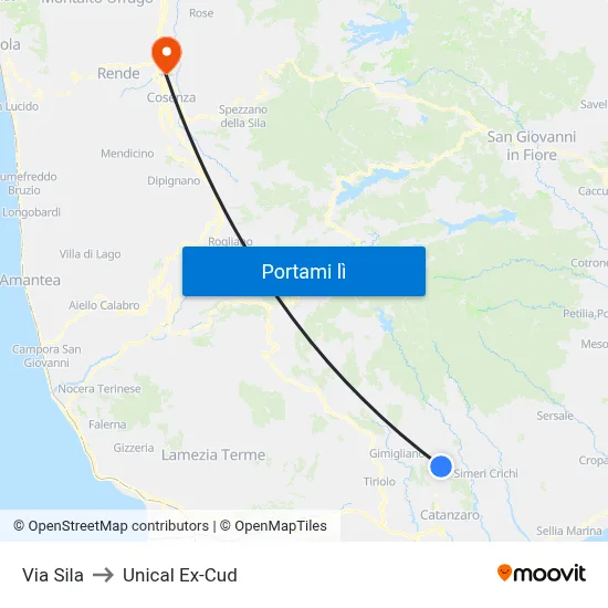 Via Sila to Unical Ex-Cud map