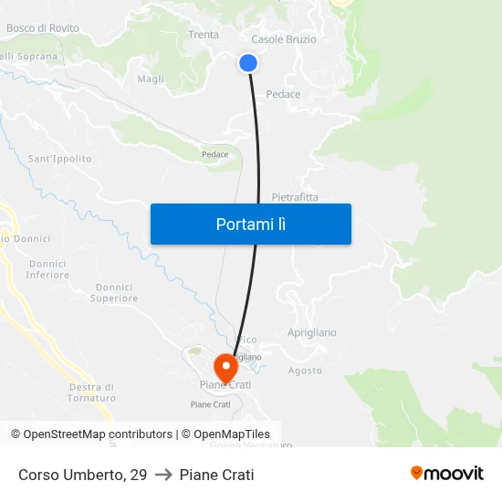 Corso Umberto, 29 to Piane Crati map