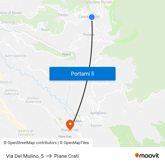 Via Del Mulino, 5 to Piane Crati map
