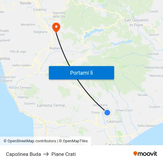 Capolinea Buda to Piane Crati map