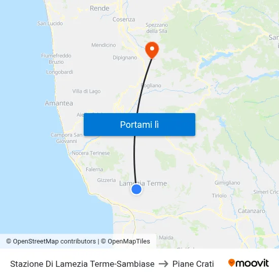 Stazione Di Lamezia Terme-Sambiase to Piane Crati map