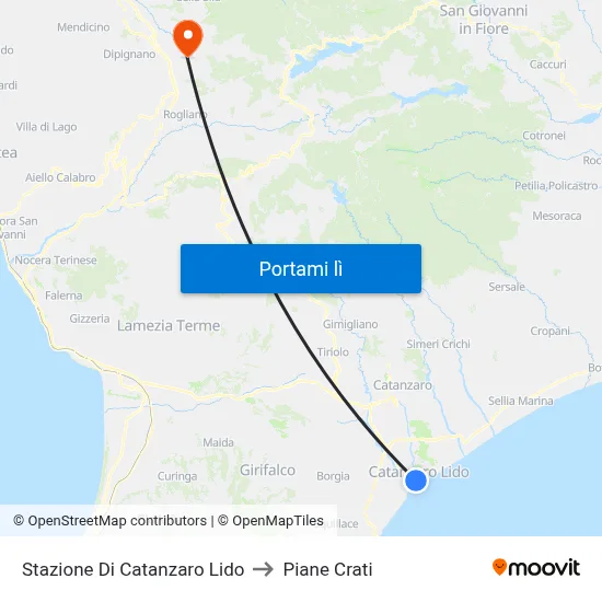 Stazione Di Catanzaro Lido to Piane Crati map