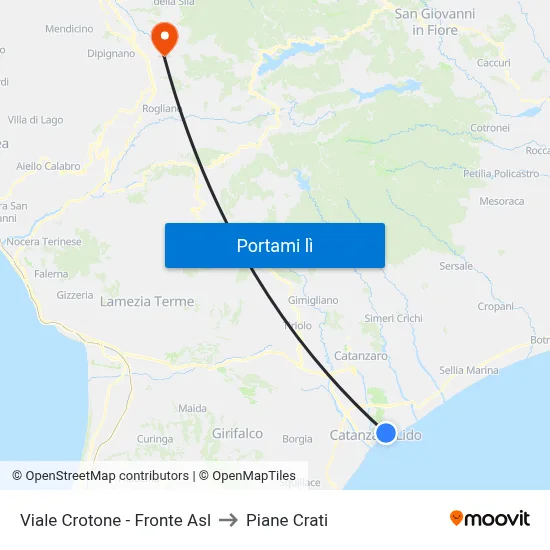 Viale Crotone - Fronte Asl to Piane Crati map