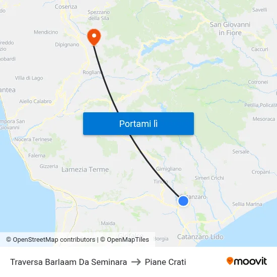 Traversa Barlaam Da Seminara to Piane Crati map