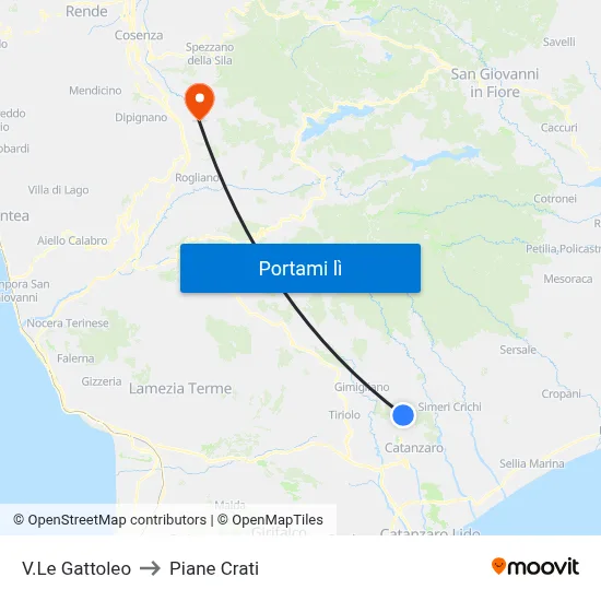 V.Le Gattoleo to Piane Crati map