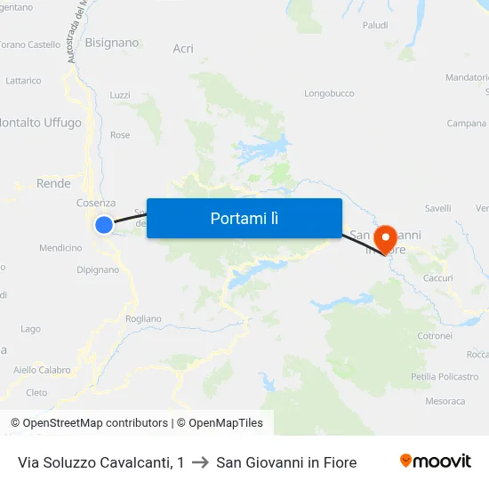 Via Soluzzo Cavalcanti, 1 to San Giovanni in Fiore map