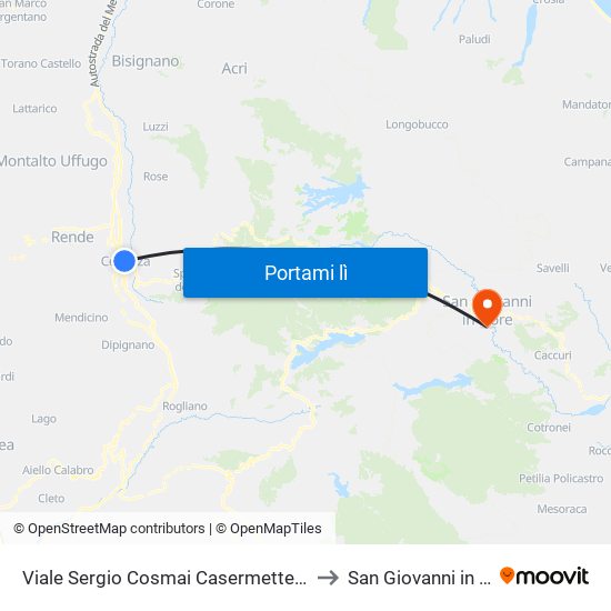 Viale Sergio Cosmai Casermette (A Rich.) to San Giovanni in Fiore map