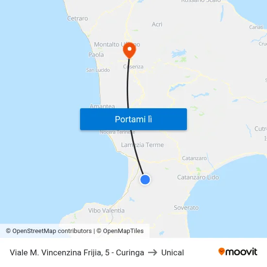 Viale M. Vincenzina Frijia, 5 - Curinga to Unical map