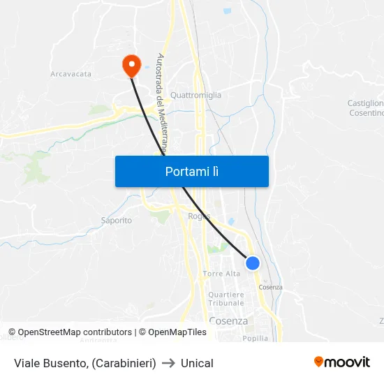 Viale Busento, (Carabinieri) to Unical map