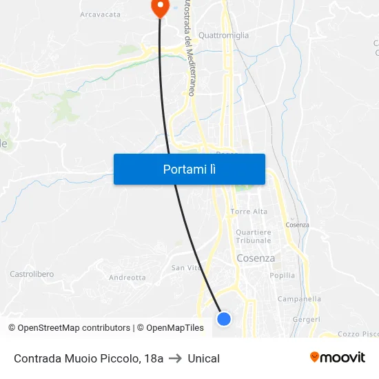 Contrada Muoio Piccolo, 18a to Unical map