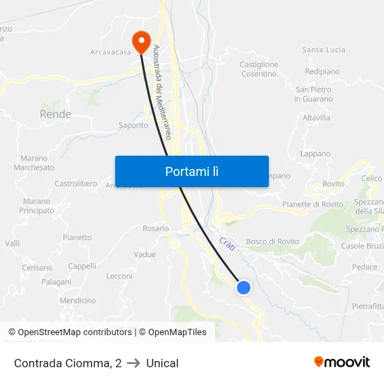 Contrada Ciomma, 2 to Unical map