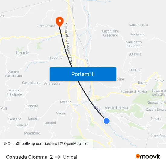 Contrada Ciomma, 2 to Unical map