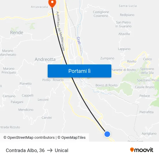 Contrada Albo, 36 to Unical map