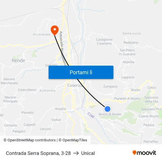 Contrada Serra Soprana, 3-28 to Unical map