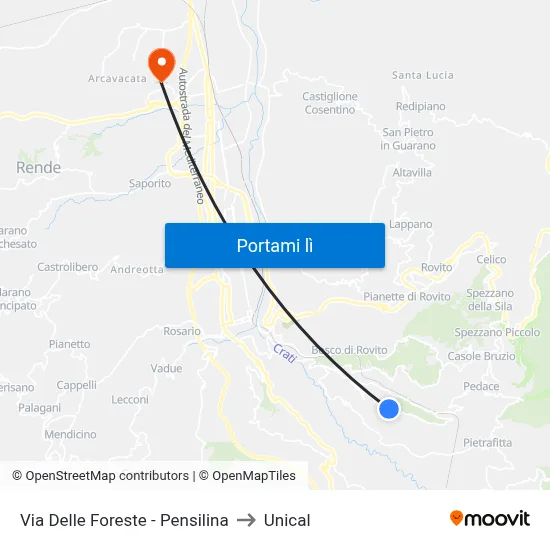 Via Delle Foreste - Pensilina to Unical map