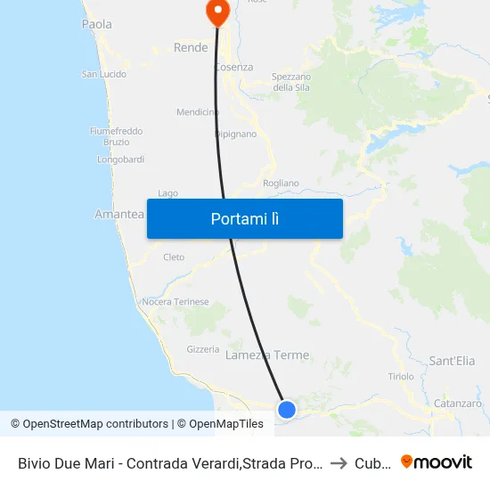 Bivio Due Mari - Contrada Verardi,Strada Provinciale 170/1 - Lamezia Terme to Cubo 34b map