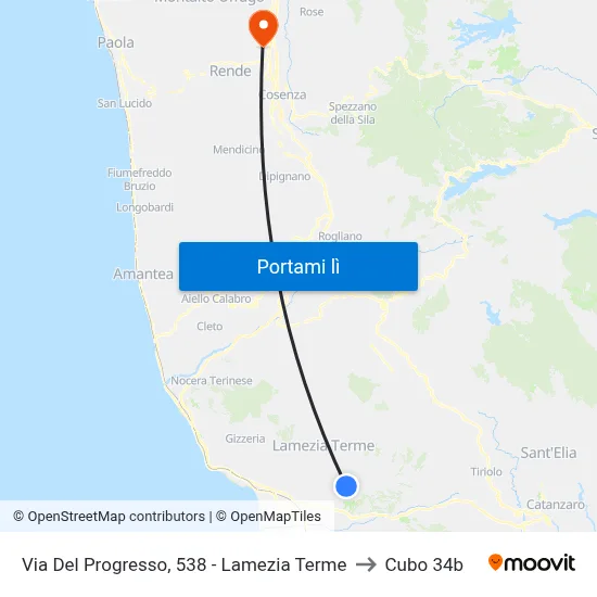 Via Del Progresso, 538 - Lamezia Terme to Cubo 34b map