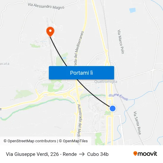 Via Giuseppe Verdi, 226 - Rende to Cubo 34b map