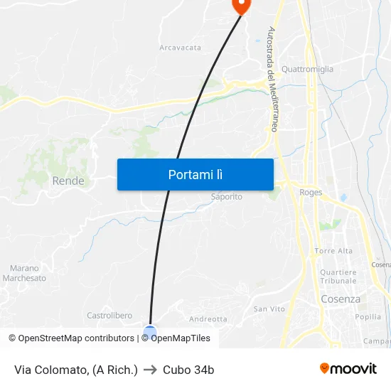 Via Colomato, (A Rich.) to Cubo 34b map