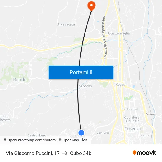 Via Giacomo Puccini, 17 to Cubo 34b map