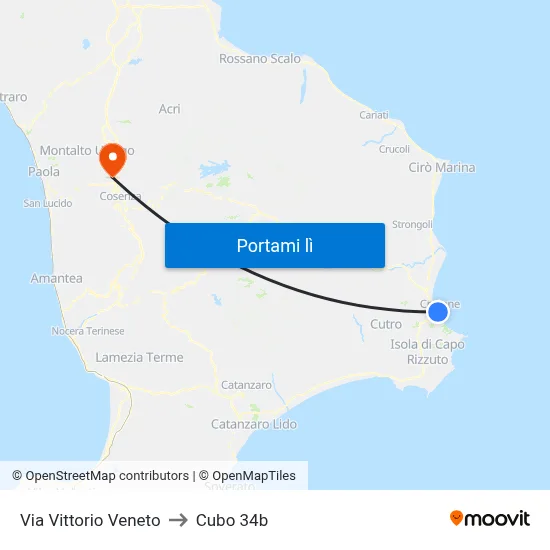 Via Vittorio Veneto to Cubo 34b map