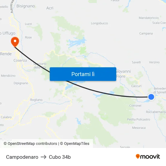 Campodenaro to Cubo 34b map