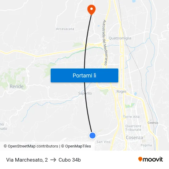Via Marchesato, 2 to Cubo 34b map