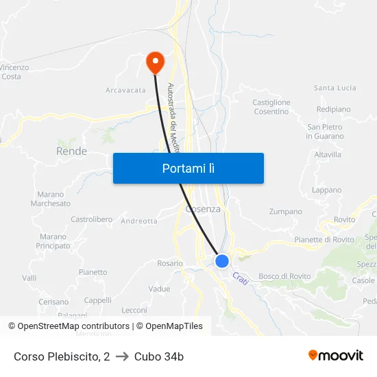 Corso Plebiscito, 2 to Cubo 34b map