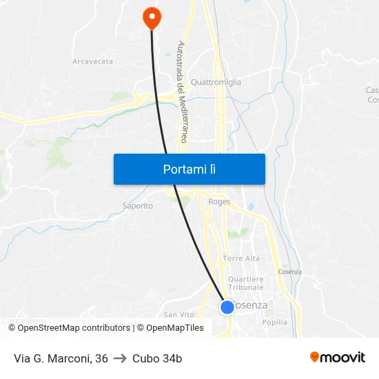 Via G. Marconi, 36 to Cubo 34b map