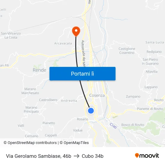 Via Gerolamo Sambiase, 46b to Cubo 34b map