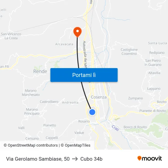 Via Gerolamo Sambiase, 50 to Cubo 34b map
