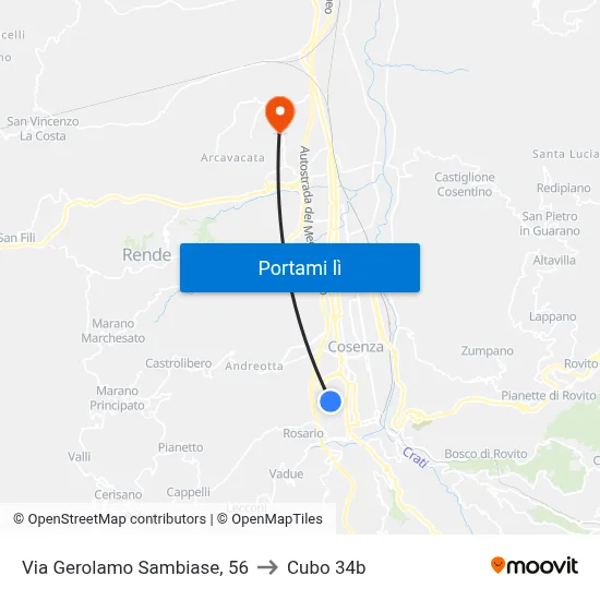 Via Gerolamo Sambiase, 56 to Cubo 34b map