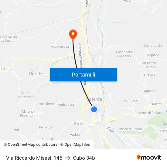 Via Riccardo Misasi, 146 to Cubo 34b map