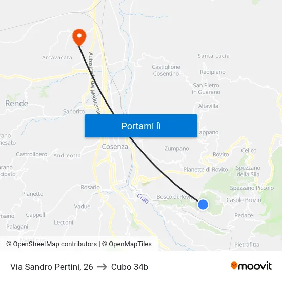 Via Sandro Pertini, 26 to Cubo 34b map