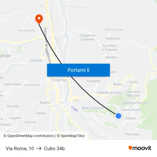 Via Roma, 10 to Cubo 34b map